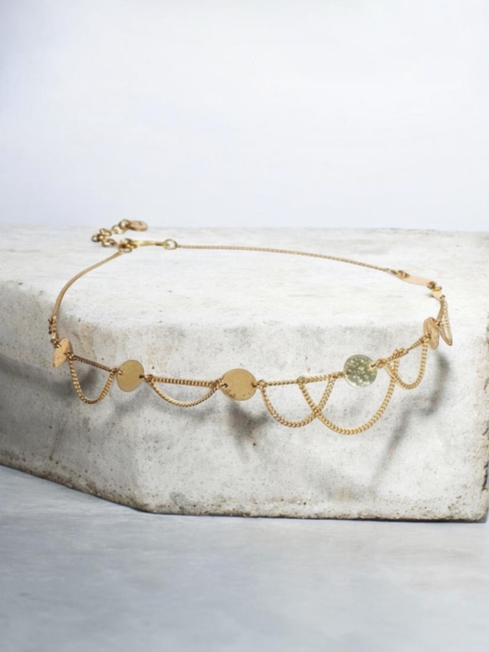 BOUTIQUE Boho Festival Gold Coins Chain Headpiece Headband Hairband